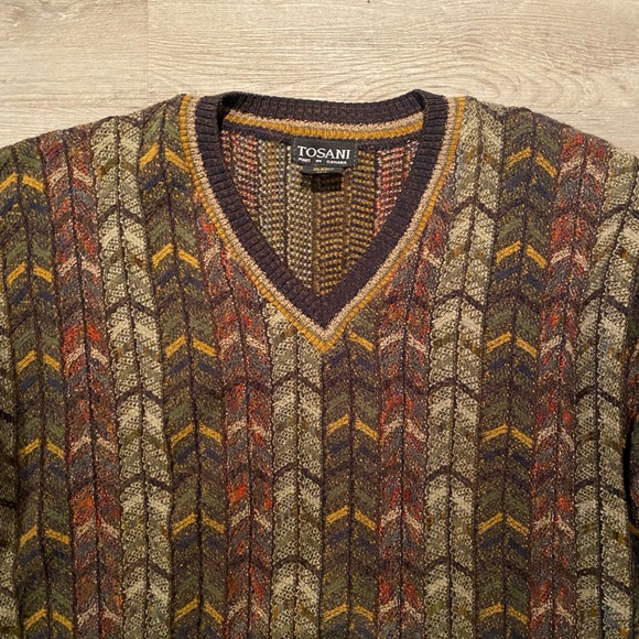 Vintage Tosani V-Neck Sweater Made In Canada Wool Acrylic Men’s Size Medium. - Picture 3 of 4